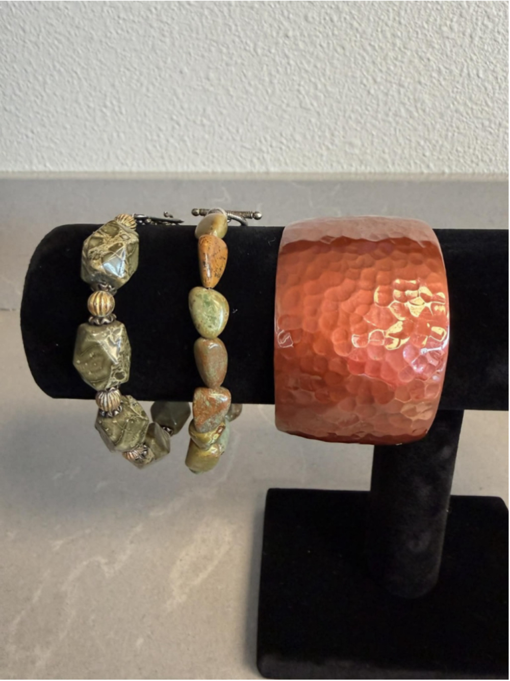 Handmade Copper Cuff & Natural Stone Bracelet Lot Boho Artisan Southwest Jewelry